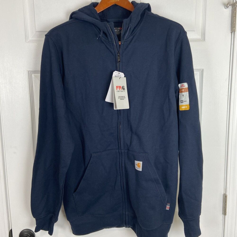 Carhartt FR Flame Resistant Loose Fit Midweight Full Zip Hoodie Mens Med Tall MT
